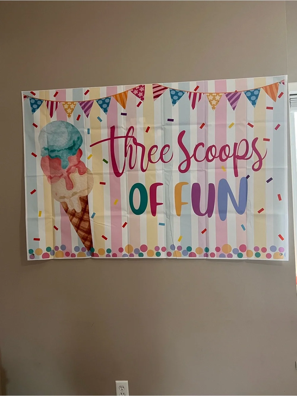 Three Scoops of Fun Party Banner - Multicolor